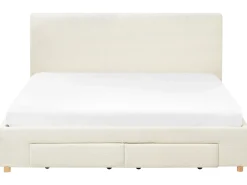 Letto con cassetti contenitori Bouclé SOUTRIN 180 x 200 cm Bianco sporco