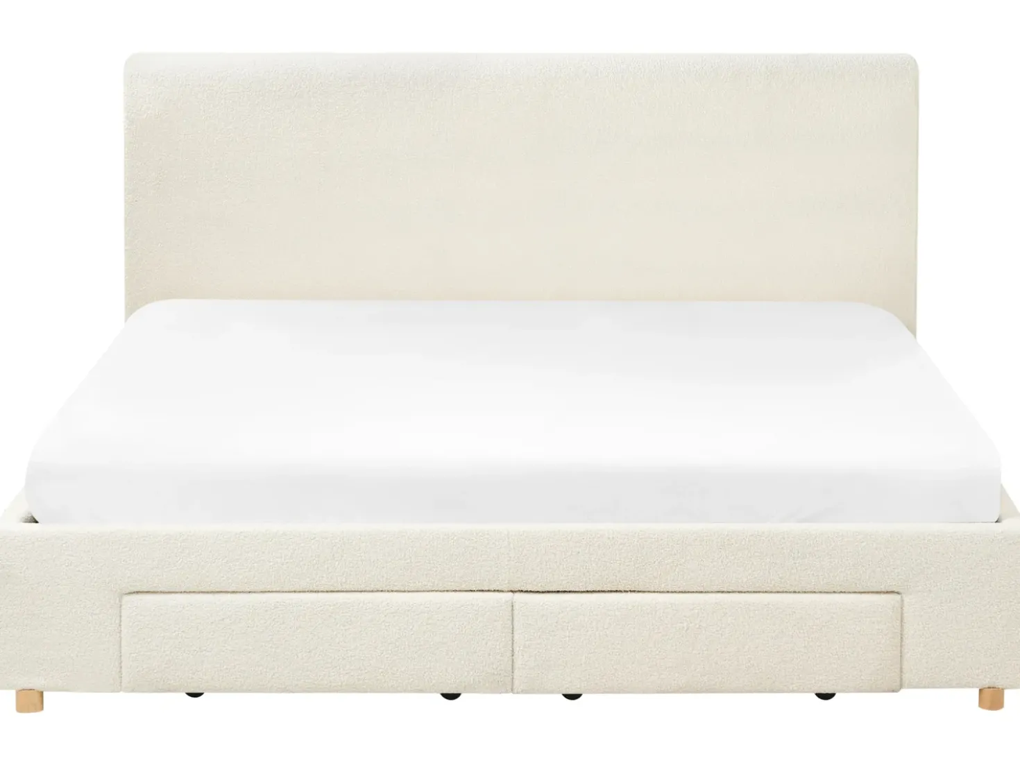Letto con cassetti contenitori Bouclé SOUTRIN 180 x 200 cm Bianco sporco
