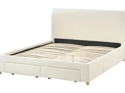 Letto con cassetti contenitori Bouclé SOUTRIN 180 x 200 cm Bianco sporco
