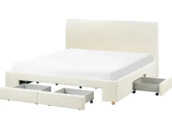 Letto con cassetti contenitori Bouclé SOUTRIN 180 x 200 cm Bianco sporco