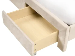 Letto con cassetti contenitori Velluto LONZAC 180 x 200 cm Beige