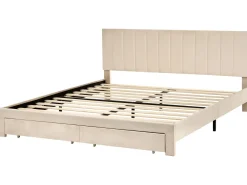 Letto con cassetti contenitori Velluto LONZAC 180 x 200 cm Beige