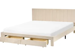 Letto con cassetti contenitori Velluto LONZAC 180 x 200 cm Beige