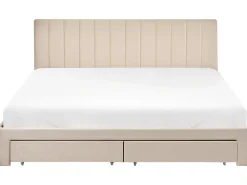Letto con cassetti contenitori Velluto LONZAC 180 x 200 cm Beige