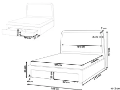 Letto con cassetti contenitori Bouclé SARDENT 180 x 200 cm Bianco sporco
