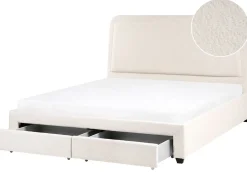 Letto con cassetti contenitori Bouclé SARDENT 180 x 200 cm Bianco sporco