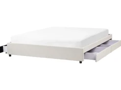 Letto con cassetti contenitore senza testata Tessuto PRADES 180 x 200 cm Beige chiaro