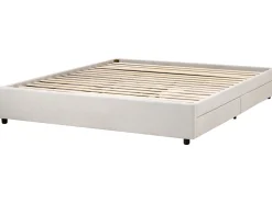 Letto con cassetti contenitore senza testata Tessuto PRADES 180 x 200 cm Beige chiaro