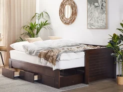 Letto con cassetti contenitori Legno CAHORS 90 x 200 cm Marrone scuro