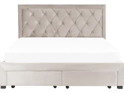 Letto con cassetti contenitori Velluto LIEVIN 180 x 200 cm Beige