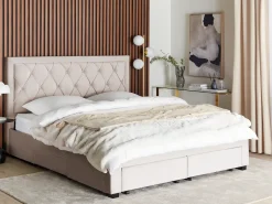 Letto con cassetti contenitori Velluto LIEVIN 180 x 200 cm Beige