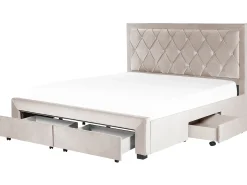 Letto con cassetti contenitori Velluto LIEVIN 180 x 200 cm Beige