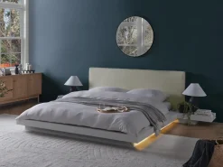 Letto con LED Pelle sintetica ZEN 160 x 200 cm Bianco
