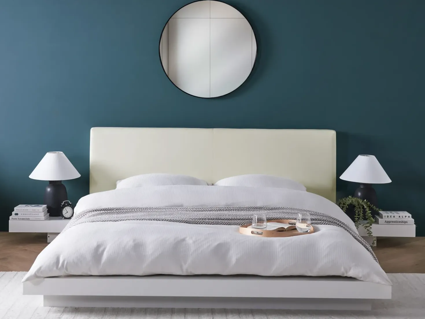Letto con LED Pelle sintetica ZEN 160 x 200 cm Bianco