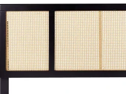 Letto con LED Rattan AURAY 160 x 200 cm Nero