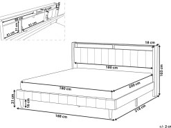 Letto con LED Tessuto BEAULIEU 180 x 200 cm con contenitore con porta USB Grigio scuro