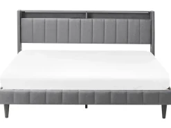 Letto con LED Tessuto BEAULIEU 180 x 200 cm con contenitore con porta USB Grigio scuro