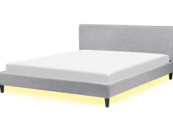 Letto con LED Tessuto FITOU 180 x 200 cm Grigio chiaro