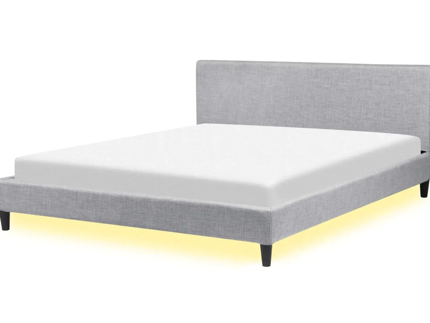 Letto con LED Tessuto FITOU 180 x 200 cm Grigio chiaro