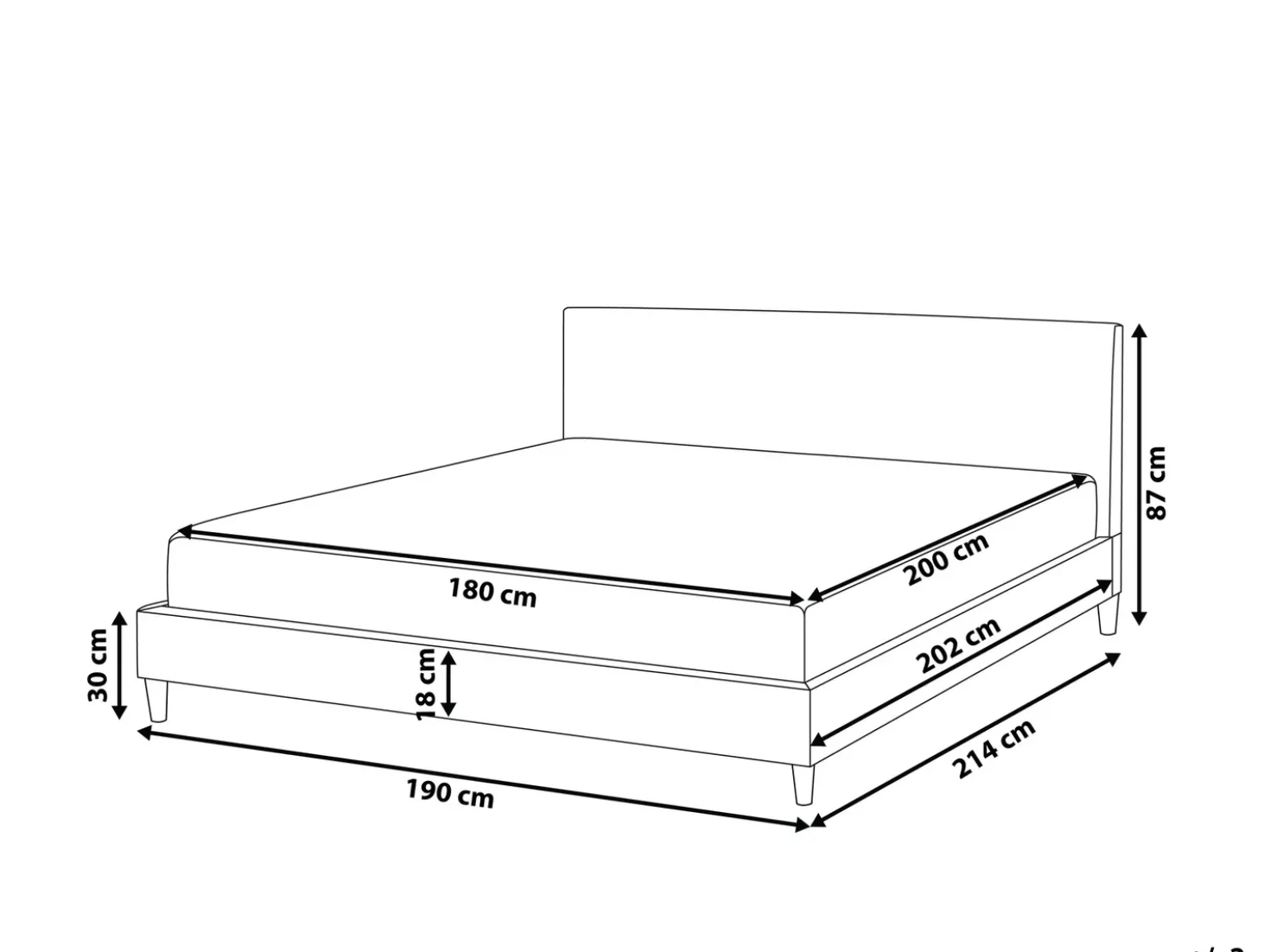 Letto con LED Tessuto FITOU 180 x 200 cm Nero