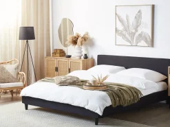 Letto con LED Tessuto FITOU 180 x 200 cm Nero