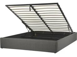 Letto con ottomano senza testata Tessuto DINAN 160 x 200 cm Grigio scuro