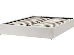 Letto con ottomano senza testata Tessuto DINAN 160 x 200 cm Beige chiaro