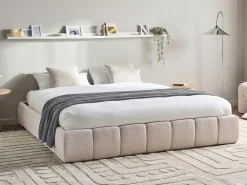 Letto con ottomano senza testata Tessuto GENAS 180 x 200 cm Beige chiaro