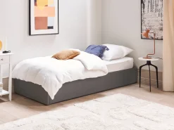 Letto con ottomano senza testata Tessuto DINAN 90 x 200 cm Grigio scuro