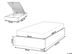 Letto con ottomano senza testata Tessuto DINAN 90 x 200 cm Grigio scuro