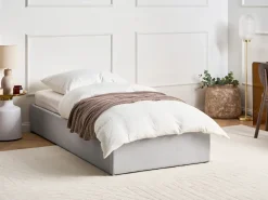 Letto con ottomano senza testata Tessuto DINAN 90 x 200 cm Grigio chiaro