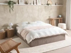 Letto con ottomano senza testata Bouclé DINAN 160 x 200 cm Tortora