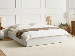 Letto con ottomano senza testata Tessuto DINAN 180 x 200 cm Beige chiaro