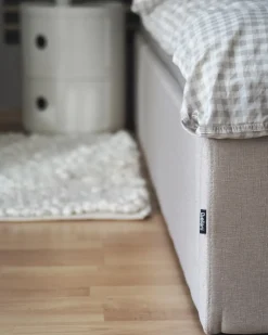 Letto con ottomano senza testata Tessuto DINAN 180 x 200 cm Beige chiaro