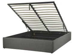 Letto con ottomano senza testata Tessuto DINAN 140 x 200 cm Grigio scuro