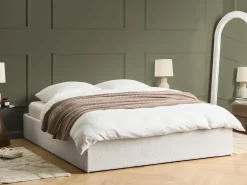 Letto con ottomano senza testata Bouclé DINAN 160 x 200 cm Bianco sporco