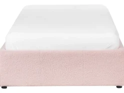 Letto con ottomano senza testata Bouclé DINAN 90 x 200 cm Rosa pastello