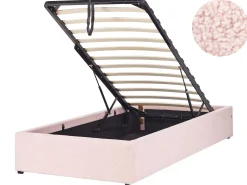 Letto con ottomano senza testata Bouclé DINAN 90 x 200 cm Rosa pastello
