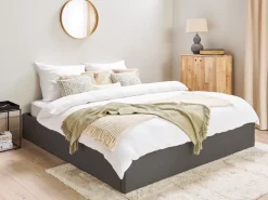 Letto con ottomano senza testata Tessuto DINAN 180 x 200 cm Grigio scuro