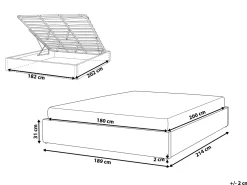 Letto con ottomano senza testata Tessuto DINAN 180 x 200 cm Grigio scuro