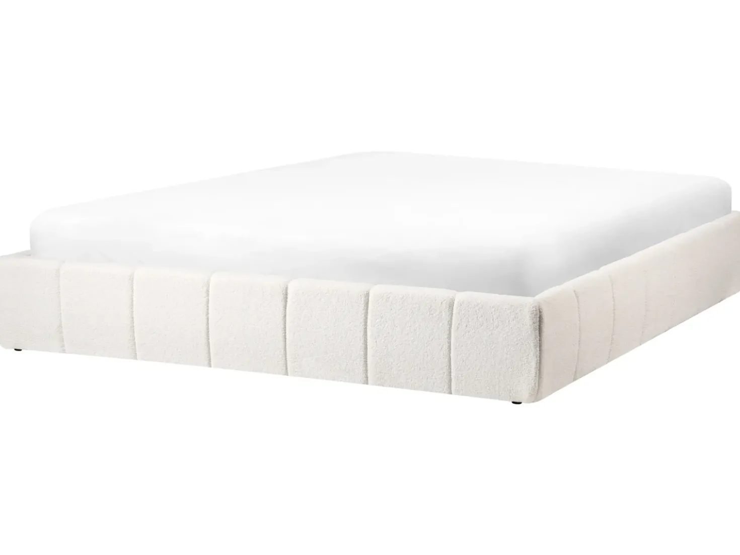 Letto con ottomano senza testata Bouclé GENAS 180 x 200 cm Bianco sporco