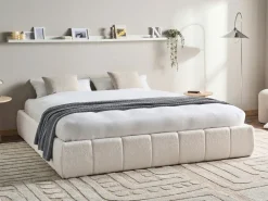 Letto con ottomano senza testata Bouclé GENAS 180 x 200 cm Bianco sporco