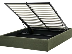 Letto con ottomano senza testata Bouclé DINAN 140 x 200 cm Verde scuro