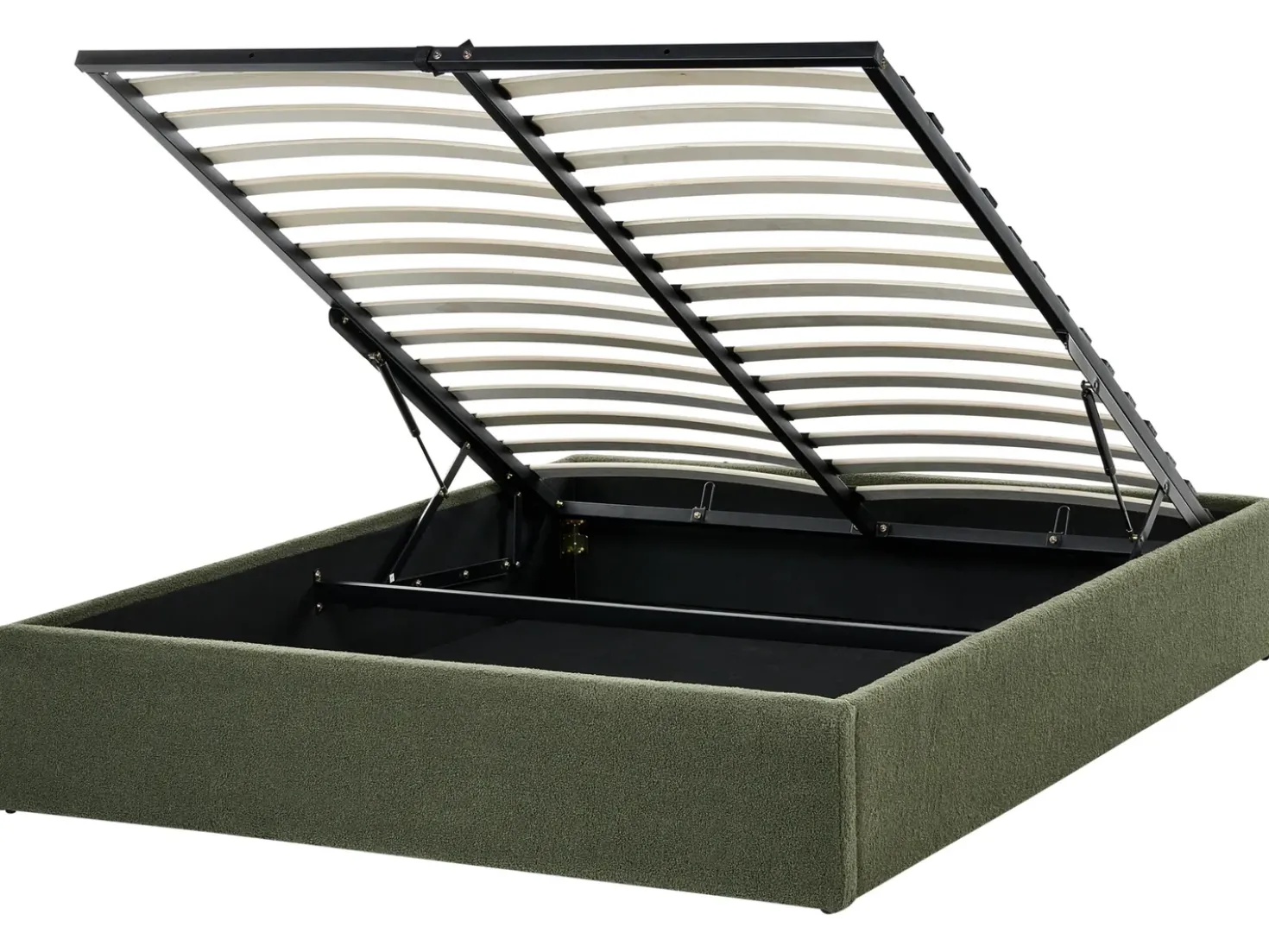 Letto con ottomano senza testata Bouclé DINAN 140 x 200 cm Verde scuro