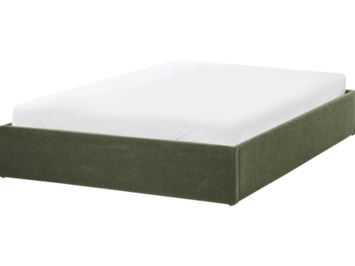 Letto con ottomano senza testata Bouclé DINAN 140 x 200 cm Verde scuro