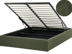 Letto con ottomano senza testata Bouclé DINAN 140 x 200 cm Verde scuro