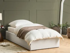 Letto con ottomano senza testata Bouclé DINAN 90 x 200 cm Bianco sporco