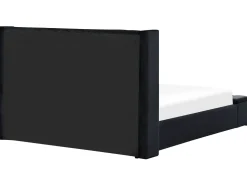 Letto con panca contenitore Velluto NOYERS 180 x 200 cm Nero