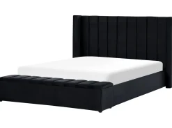Letto con panca contenitore Velluto NOYERS 180 x 200 cm Nero