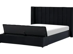 Letto con panca contenitore Velluto NOYERS 180 x 200 cm Nero